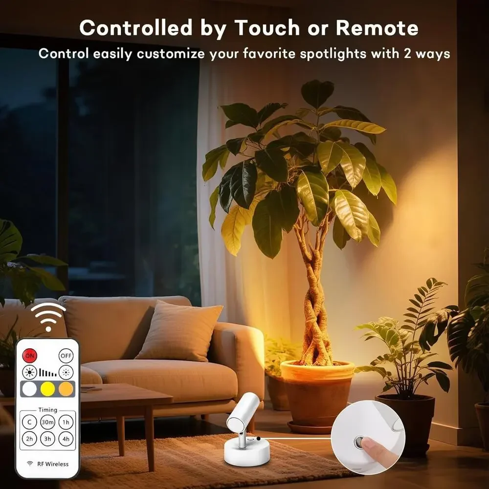Lightess Spotlights Indoor with Remote, 6000mAh Wireless, 3 Color Temperature